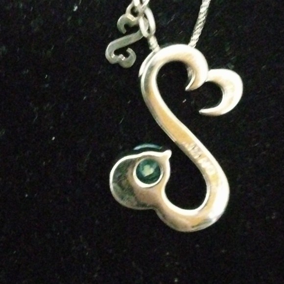 Sterling Silver Jane Seymour Open Heart Necklace With Blue Topaz Stone - Picture 2 of 2